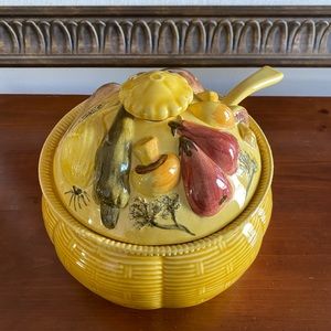 MCM Hand Painted Ceramic Vegetable Soup Tureen
